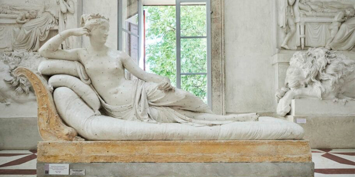 Escultura de Paolina Bonaparte, do artista Antonio Canova (1757-1822), que foi danificada na Itlia.(Foto: Reproduo)